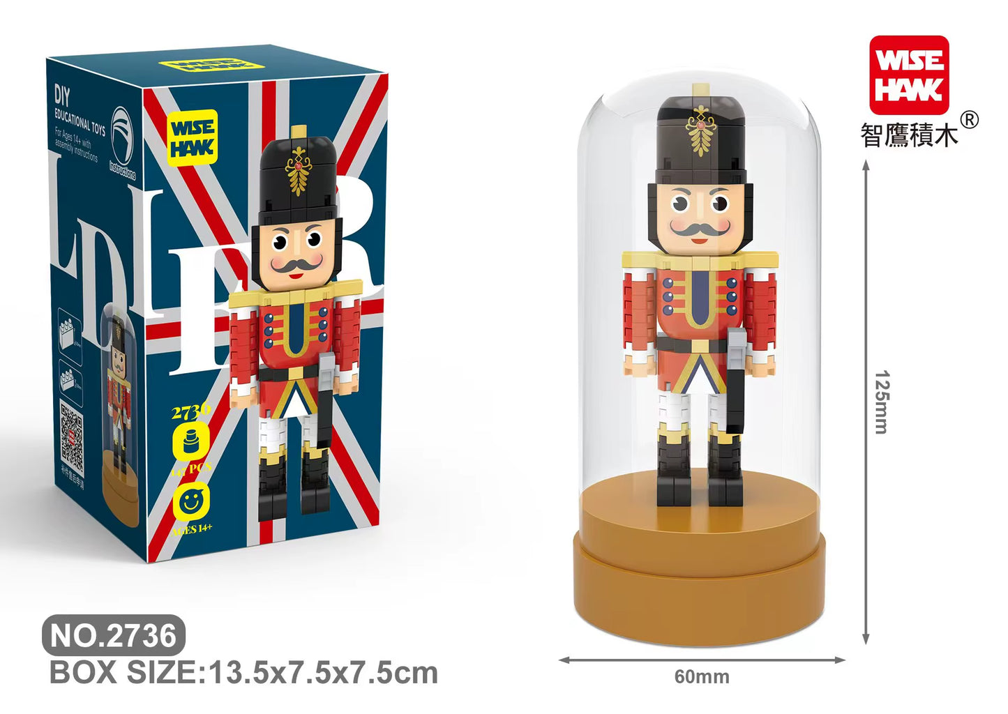 Retro Soldier Shaped Creative Miniature Building Block Model Christmas Home Ornament DIY Educational Kids Toys Holiday Gifts