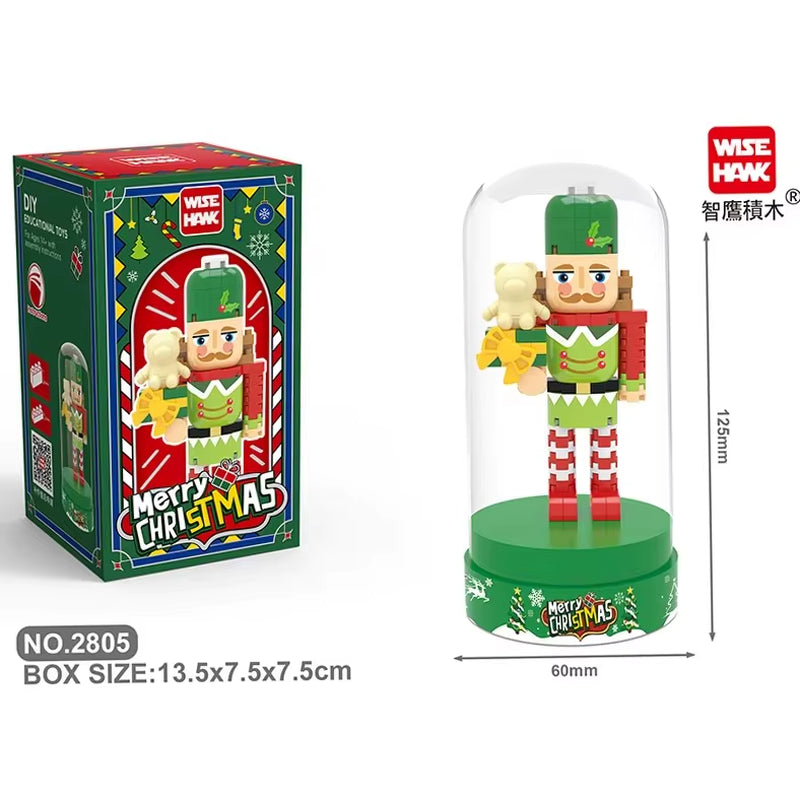 Retro Soldier Shaped Creative Miniature Building Block Model Christmas Home Ornament DIY Educational Kids Toys Holiday Gifts