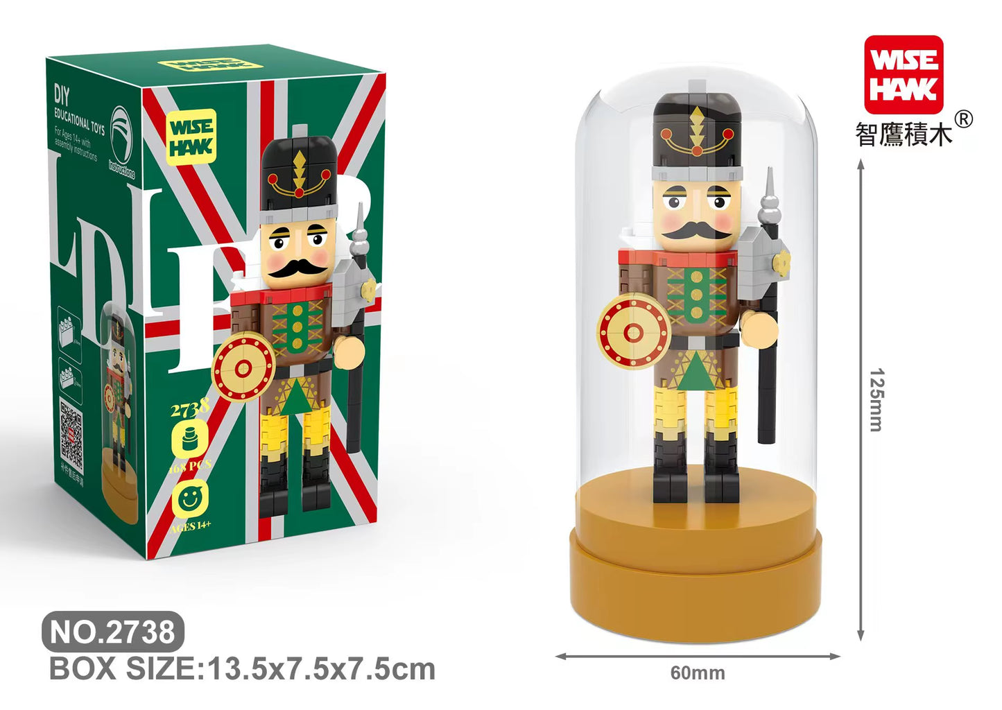 Retro Soldier Shaped Creative Miniature Building Block Model Christmas Home Ornament DIY Educational Kids Toys Holiday Gifts