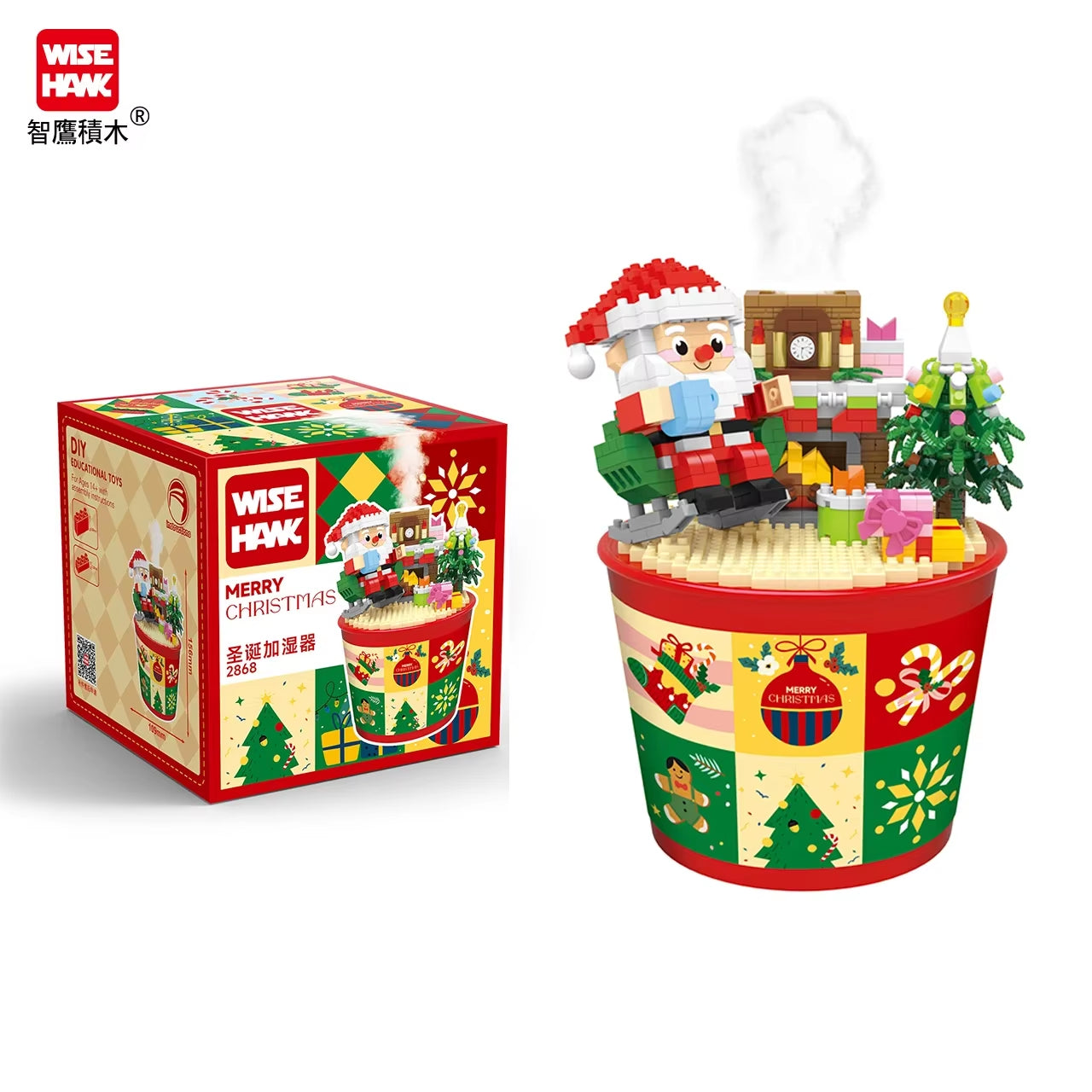 Mini Blocks Christmas Santa Claus Model Micro Bricks Building Toys for Kids Gift Atomizing Humidifier Game