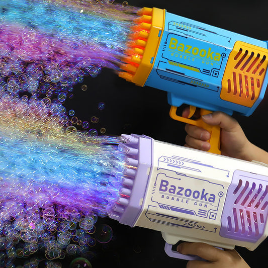 Automatic Bubble Gun Rocket 69 Holes Soap Bubbles Machine Gun 
