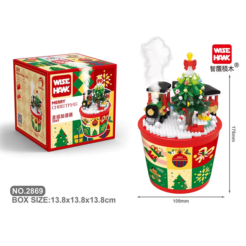Mini Blocks Christmas Santa Claus Model Micro Bricks Building Toys for Kids Gift Atomizing Humidifier Game